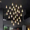 Villa Staircase Long Pendant Lamps Large Duplex Building Simple Modern Living Room Lamp Creative Design Bar Table Hanging Lights