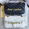 Luxe Designers Femmes Sac Sacs de créateurs Bandoulière Sacs à main en cuir véritable 26cm Noir Blanc Couleurs 2 Marques en 1 Sac à main Fourre-tout Grands fourre-tout