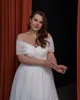 Einfache Brautkleider von Plus -Size -Brautkleidern vor dem Schulterstrand Brautkleider ärmellose Falten eine Linie Sweep -Zug Tüll Vestido de Novia