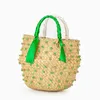 Evening Bag Round Nature Straw Crystal Bucket Bags for Women 2022 Summer Handmade Large Beach Rattan Woven Basket Bag Holiday High Quality 20220607