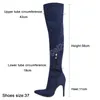 Strek overknee stiletto lederen sok dames dij hoge kruis laarzen puntige teen sexy dames hoge hiel trendy schoenvrouw