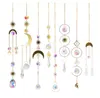 Decorative Crystal Wind Chime Moon Sun Catcher Diamond Prisms Pendant Dream Catcher Rainbow Chaser Hanging Drop Home Garden Decor Windchime C0602G22