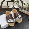 2022 Summer Women Slippers High Quality Slipper Woman Fashion Woody Mules Sole Sandals Cross Band Canvas Ladies Slides Designer Flip Flops Sandal Shoe With Box