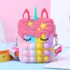 Boutelles de sac de messager Unicorn Sacs à fermeture éclair en silicone Bubble Push Toys for Kids and Adults Simple Cross Body Sacs9996381