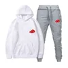 2 stück Set Akatsuki Cloud Symbole Drucken Hoodies Hosen Trainingsanzug Männer Frauen Sweatshirt Streetwear Pullover Sudaderas 220810