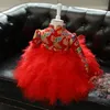 Vêtements ethniques Enfants d'un an Anniversaire Chinois Belle broderie Filles Traditiona Tenues Robe de soirée