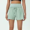 LU LU LEMONS Yoga Outfits Womens High Waist Exercise Fiess Wear Shorts Short Girls Running Elastic Pants Sportswear Prevent Wardrobe Malfunction