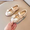 Athletic Outdoor Princess Girls Shoes Bowknot strass in pelle per bambini Flats 2022 Spring Autumn Soft Bottom Toddler Kids 21-30Athletic