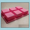 Cake Tools Bakeware Kitchen Dining Bar Home Garden 6 Cavities Handmade Rec Square Sile Soap Mold Chocolate Mo Dh4Db