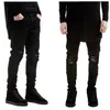 Jeans masculinos Men Black rasgado magro de quadril swag jeans risques de moto de bicicleta calça calça calça de designer de designers homens homens