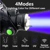 USB аккумуляторные фары с аккумуляторным аккумулятором 18650 двойных источников света фиолетовый   белый зум головы лампы фонари водонепроницаемого УФ-лампы фары фар