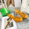 2022 High Heels drawstring designer slides Womens sandals Dress Ribbon weaving Fashion Ladies Mesh Square Toe Women Sandal Dot strappy botegas shoes