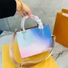 Bolso de mano de diseñador, bolsos de flores de colores degradados, bolso de compras compuesto de alta capacidad para mujer, bolsos de hombro, bolso cruzado