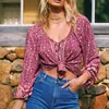 Frauen Blusen Shirts Floral Print Langarm Frauen Vintage 2022 Herbst Weibliche Tops Baumwolle Rayon Bluse Boho Strand Tragen BlusasWomen's