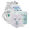 8 I 1 Hydra Dermabrasion Syre Jet Diamond Aqua Peeling Machine Hydrafacials H2O2 Syre Facial Machine med LED -mask EMS RF Meso Water Light