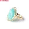 Fluorite Irregular Natural Stone Ring White Crystal Gold Color Wire Wrap Rings for Women Braided Trendy Gem Creative Finger Jewelry BO989