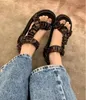 2022 Designer Schoenen Print Dames Voel Bruin Satijnen Sandalen Zijden Sjaal Zachte Platte Slippers Strand Sandalen Loafers Muller Bovenwerk met warmte-afgesloten grootte 35-43 Boxstofzakken