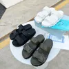 High-quality luxury sandal flat-bottom home hotel triangle hook and loop lady deerskin soft bottom colorful black and white canvas rubber walking casual slippers