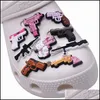 Ayakkabı Parçaları Aksesuarları Ayakkabı 100 Adet Guns JIBITZ Charms Takunya Dekorasyon Toka Charm Pimleri Düğmeler Damla D Dhufw