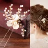 Guldpärl Rhinestone Flower Wedding Headpieces Pins Brudtillbehör Kvinnor Brudhuvudmycken