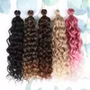 18 "Ocean Wave Braids Haar Afro ombre Weft krult krul Synthetisch Weefgrijs Braid Ocean Wave Crochet Hair