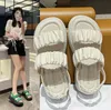 Women's Platform Sandals Fashionable Pleated One-way Buckle Roman Beach Sandals