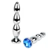 OLO Long Jewel Anal Plug Butt Stainless Steel Big Size Metal Beads Prostate Massage sexy Toys for Women and Men