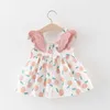 Summer Toddler Girl Dress Clothes Set Baby Beach Dresses Cute Bow Plaid Sleeveless Cotton Newborn Princess Dress+Sunhat