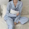 Women's Plaid Pajamas Set Turn-down Collar Sleepwear Full Sleeve Tops+Long Pants 2 Pieces Suit Homewear Pyjamas Nightwear 220329