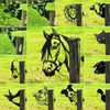 Fazenda Peeping Animal Iron Art Insert Sign estátuas de jardim Decoração ao ar livre estacas de gramado de metal quintal de cavalo 220721