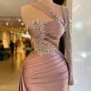 Ballkleider mit einer Schulter, Perlen und 3D-Applikation, neue Promi-Kleider, Partykleider, luxuriöses formelles Meerjungfrau-Abendkleid