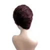 Short Human Hair Pixie Cut Wig Straight Brazilian Remy Hair Full Machine Made Wigs With Bangs Color 99J