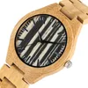 Wristwatches Full Natural Bamboo Watch Case Quartz Men Wristwatch Black Strips Dial Male Casual Wood Timepiece Stylish Bangle Wooden Clock