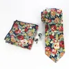 Neck Ties RBOCO Design 8cm Cotton Tie Set Floral Handkerchief And Cufflinks Business Wedding Party Printing For Men1