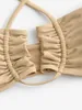 Damen-Bademode, Neckholder-Rüschen-Lendenschurz-Bikini-Set, zweiteiliger Strand-Badeanzug für Damen