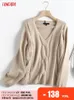 Tangada Donna Twist Maglione lavorato a maglia di lana Maglione con scollo a V Donna Elegante Pullover oversize Chic Top 6D110 220815