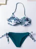 Bikini Sets Einfarbig Badeanzug Sexy Mid-Taille Bandeau Sammeln Tasse Bikinis Frauen Bademode Weiblichen Badeanzüge Strand tragen 220413