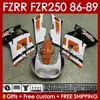 Corpo OEM per YAMAHA FZR250R FZR250RR FZR-250R 86-89 Carrozzeria 142No.125 FZRR FZR 250R 250RR FZR-250 1986 1987 1988 1989 FZR250 FZR 250 R RR 86 87 88 89 Carenatura arancione lucido