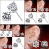 Stud Earrings Jewelry Fashion Bling Four Claws Cz Crystal 925 Sterling Sier For Girls Women Zircon 6Mm Drop Delivery 2021 Kspxk