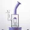 Unique Hookahs Dome Perc Heady Glass Bong Birdcage Percolators Oil Dab Rigs Purple Pink Green Water Pipes 14mm Female Joint With Bowl Splash Guard