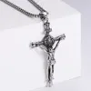 Heren Hiphop Cross Jesus Hangdoek Kettingen Persoonlijkheid Cool Jewellry Box Link Chains Punk Street Dance Supplies Accessoires 316L roestvrij staal goud zwart zilver