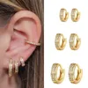 Hoop Huggie Fashion Hiphop Piercing Gold Color Double Rows Crystal Earring For Women Girls Fest Wedding Jewelry Gift EH296Hoop Kirs22