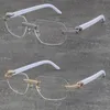 Partihandel 3 Color Plank Arms Metal Rimless Frames Klassisk modell Glasögon Designer 1164 Grain Micro-Paved Diamond Set Eyewear Men Kvinnor Rocks Wire 18K Gold Frame