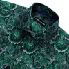 Koszulki męskie Barry. Luksusowy zielony zielony Paisley Silk Men Long Rleeve Casual Flower for Designer Fit Shirt By-0045men's Vere22