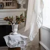 Curtain & Drapes Plain Cotton And Linen Lotus Leaf Rod/hook/hole Type White French Window Kitchen Semi-blackout Home Decoration