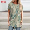 Womens Fashion Shirts 0Neck Casual Summer Loose Print Plus Size Top Tshirt XS9XL 220613