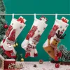 Medias navideñas de 19 pulgadas Decoraciones Santa Muñeco de nieve Reno Calcetines colgantes de Navidad blancos para chimenea de árbol PHJK2208