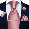 Kowądy Rose Gold Solid Silk Wedding Krawat dla mężczyzn Condyk Cufflink Flower Clip Dift Męs