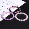 Beaded Strands Natural Polished Kunsite Beads Bracelets For Women Fashion CZ Shiny Ball Charm Bangle Femme Gift Friendship JewelryBeaded Lar