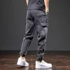 Primavera Verão Negro Negro Baggy Jeans Homens Streetwear Multi-Bolsos Calças de Carga Calças Jean Calças Plus Size 6XL 7XL 8XL 220328